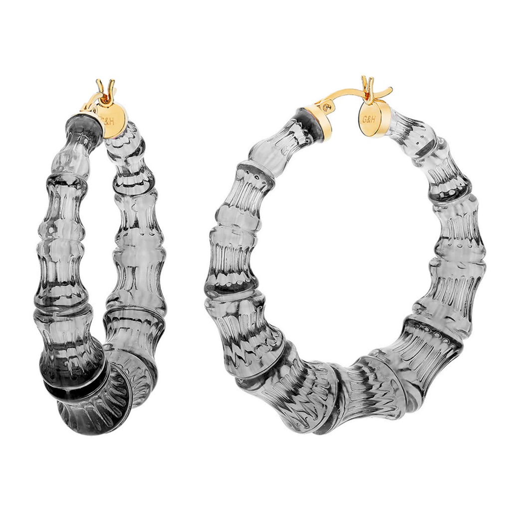 Black Lucite Bamboo Hoops